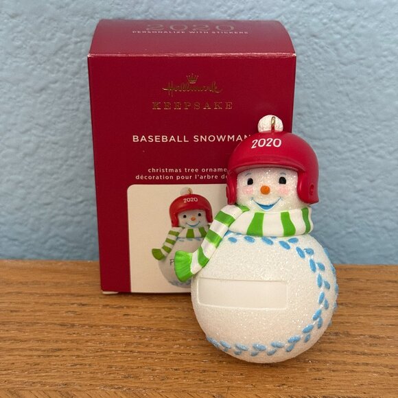 Hallmark Keepsake Ornament Baseball Snowman Personalize 2020 - Picture 1 of 9